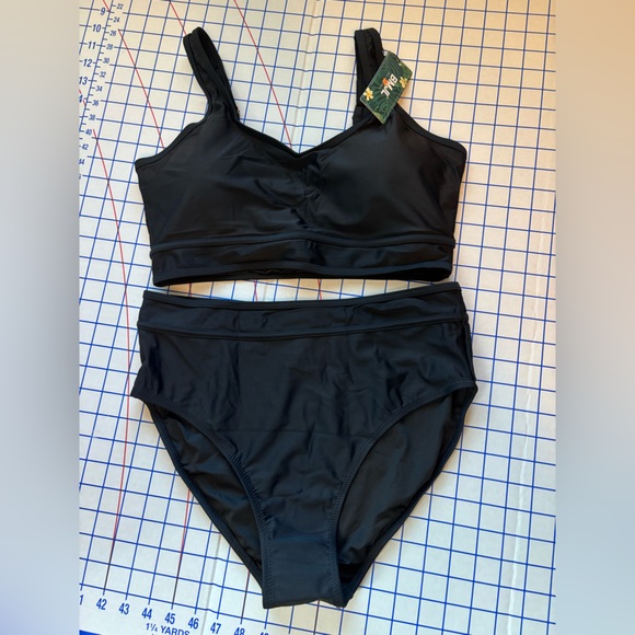 NWT BMJL Black Sporty High Waisted Bikini Two-Piece Cheeky High Cut Size L - Picture 9 of 12